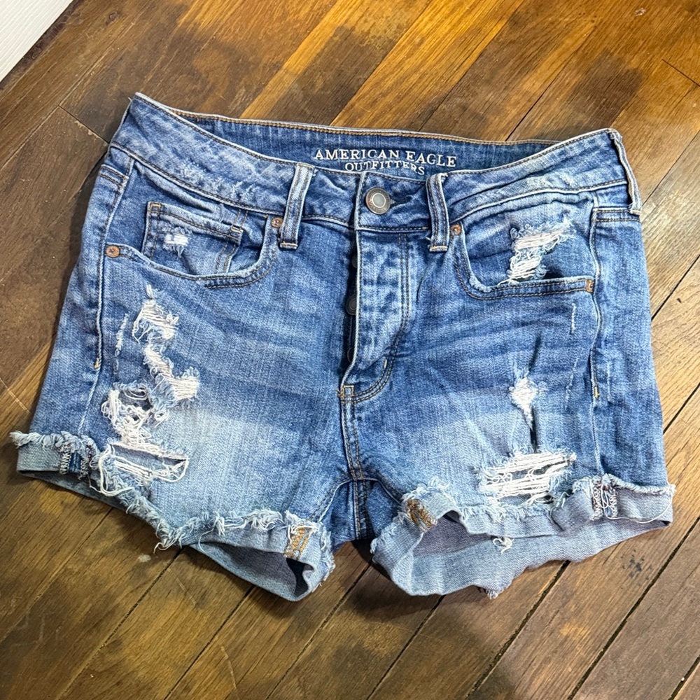 American Eagle Outfitters Distressed Blue Jean Shorts